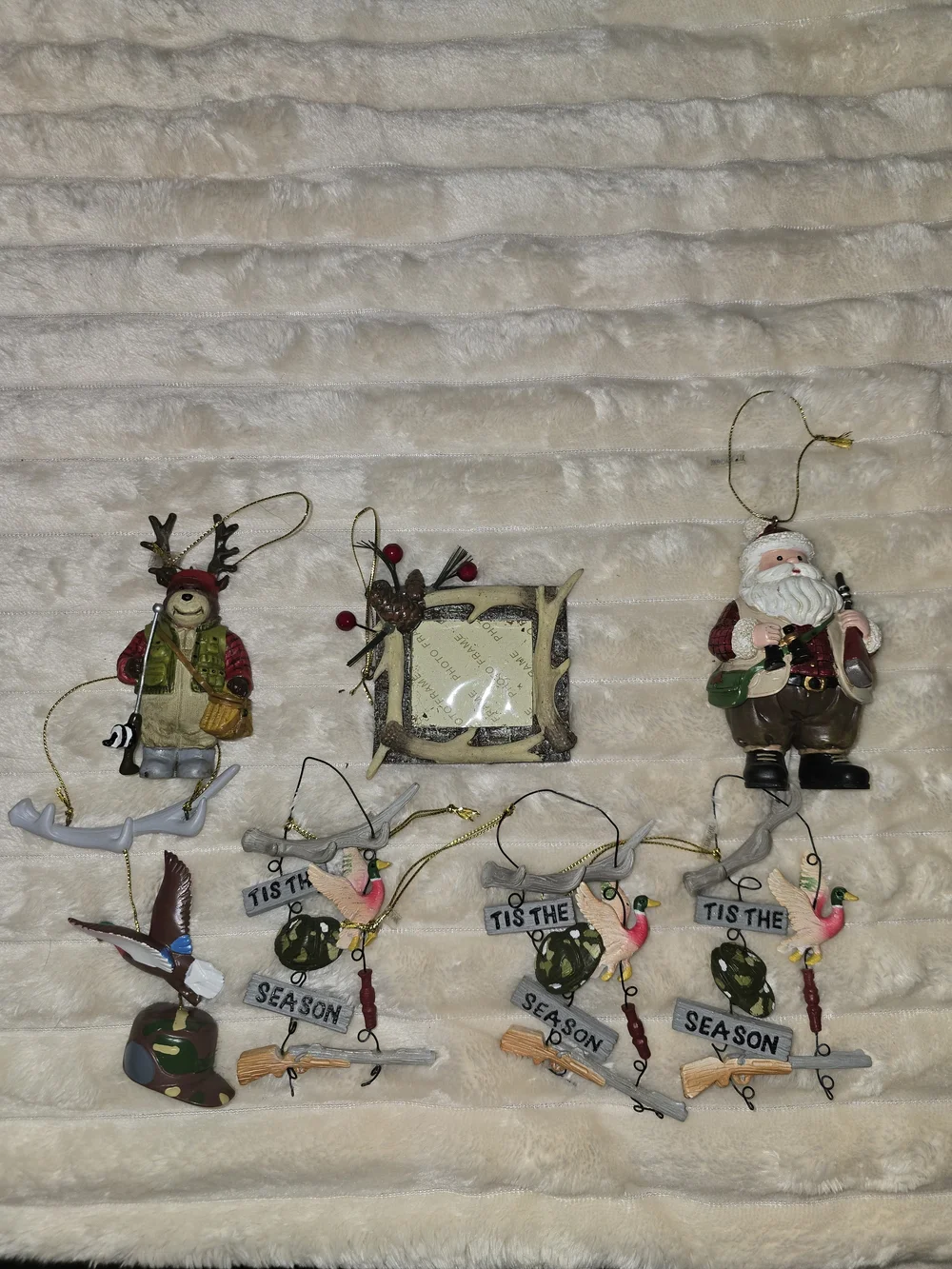 Lot Of 7 Resin Hunting Christmas Ornaments